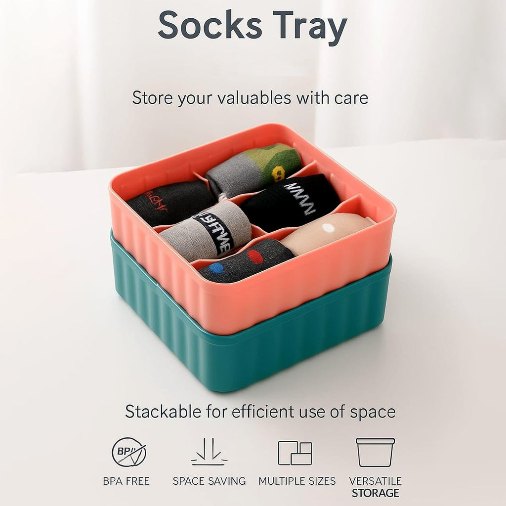 Square Organizer Box with 6 Compartments (Set of 2) – zende.shop